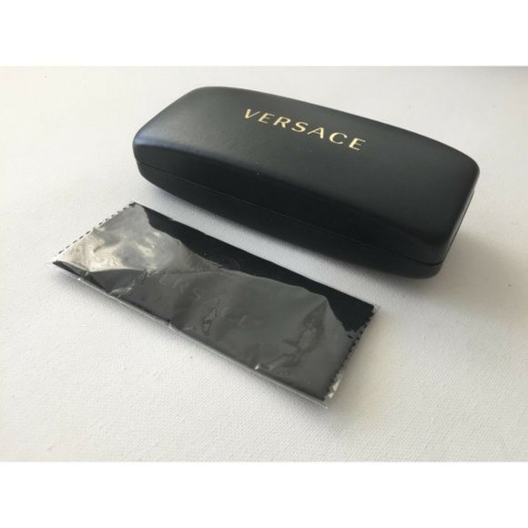 Versace Eyeglasses / Sunglasses Hard Case Black Gold Medium Size W Cloth